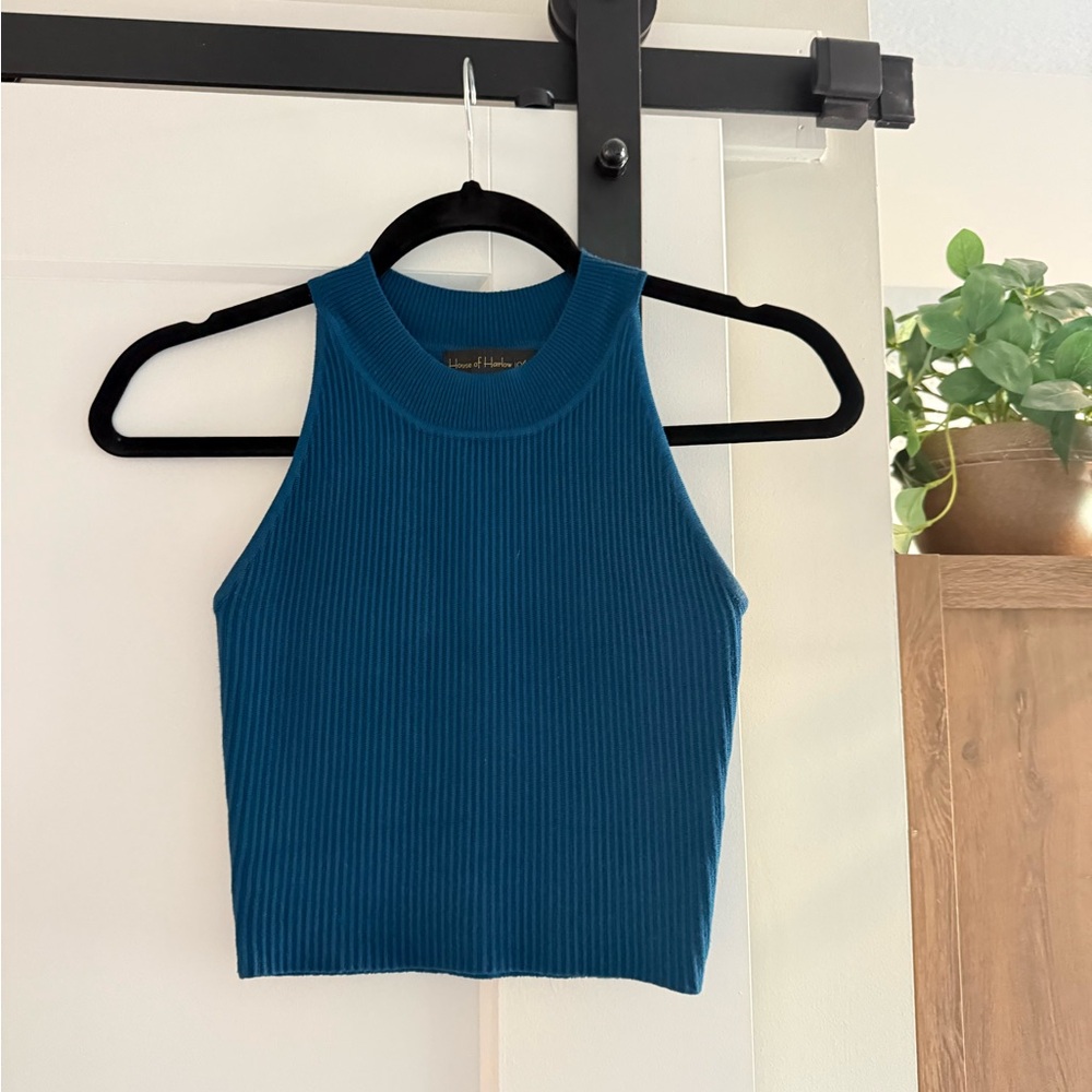 Blue Ribbed House of Harlow Top